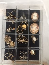 Selection of jewelry including Cameos