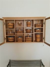 Miniature Longaberger Basket Collection with custom Longaberger Cabinet set of 12 cabinet alone was over 395.00