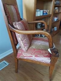 Unique Antique Side Chair almost looks Egyptian with wood carving 