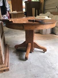 Solid Oak Table on casters $175