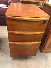 3 drawer Teak Wood Levenger file cabinet with keys $100