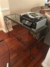 Wrought iron/glass top table $75