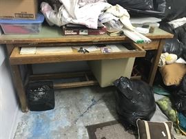 Antique Oak Drafting Table with pull out drawer $200