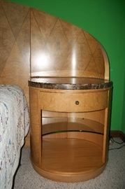 and attached faux marble top lighted night stands