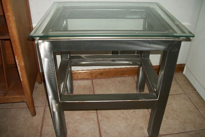 Glass top Industrial table great for turntable