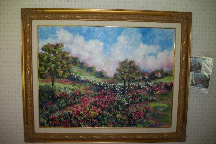 Ann Copland "Red Fields" signed Oil on Canvas 30x40