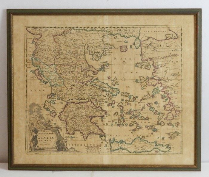 Original 1680 Map of Greece Federick de Wit