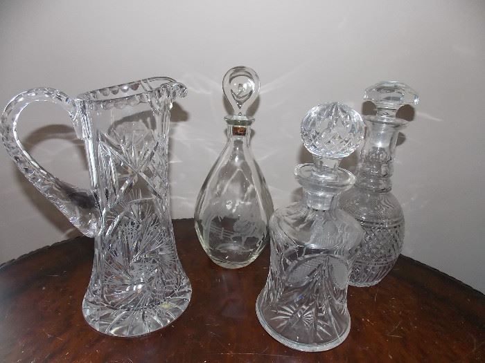Waterford and vintage crystal decanters