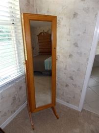 Jewelry armoire mirror stand