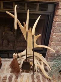 Moose Antler Fireplace tool set