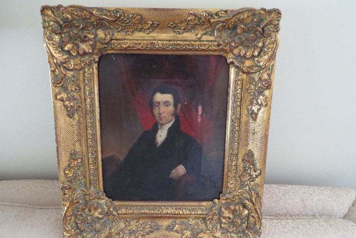 Original oil painting of young man, not signed, dated 1727 on back