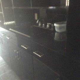 Black Granite sink and shelves