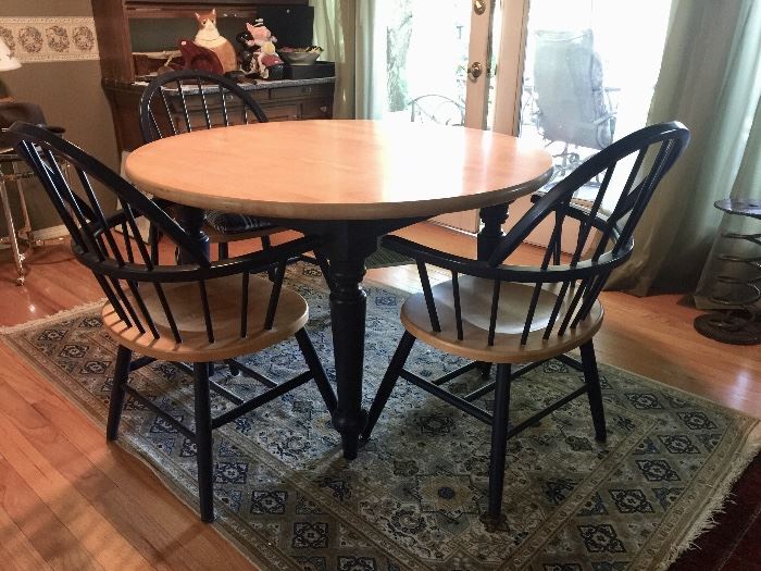 48" dining table w/4 matching chairs (color is dark blue)