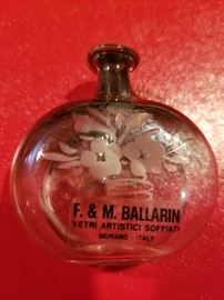 Ballarin etched glass perfume bottle Murano Italy 