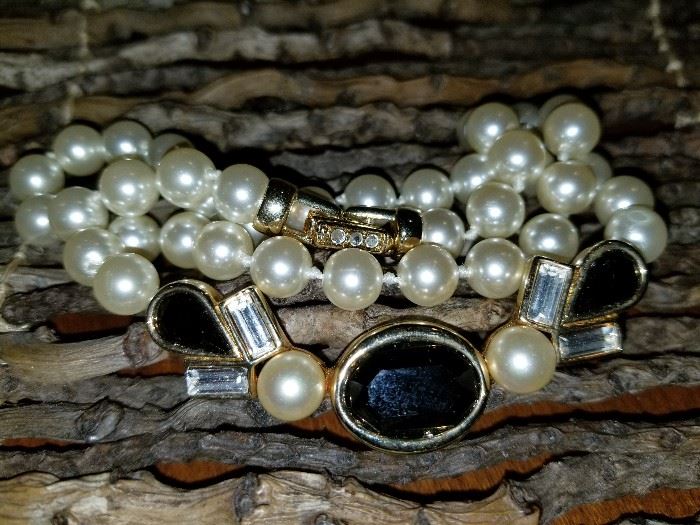 SAL Swarovski faux pearl and crystal choker