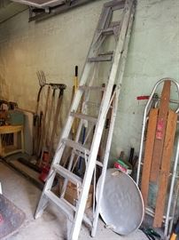 Ladder, tools, sleds