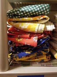 Vintage colorful tablecloth linens