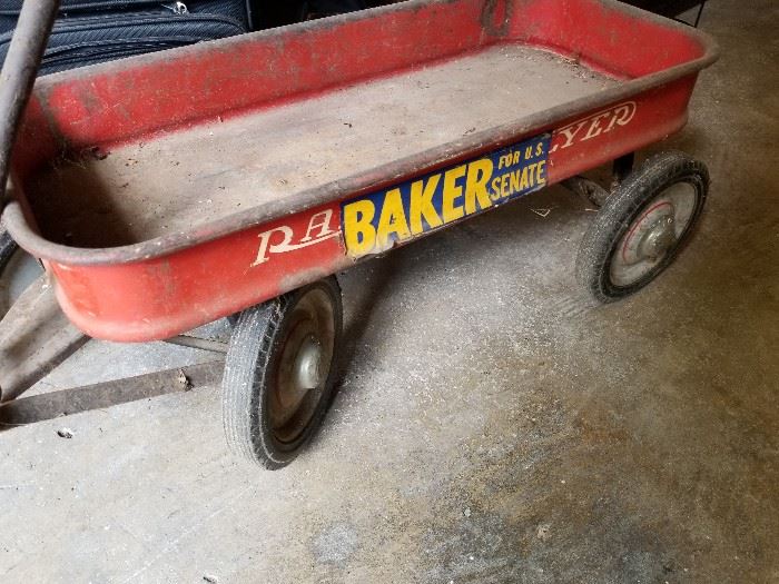 Full size Radio Flyer with Baker campaign sticker!