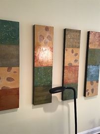 Series of four modern mixed media panels, artist signed