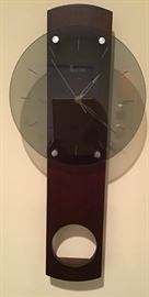 Metropolitan smoked glass walnut clock