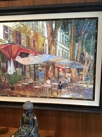 Impressionistic cafe scene, oil on canvas