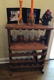 Oak wine bottle/glass rack