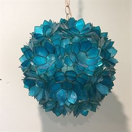 Blue Capiz hanging pendants (2)