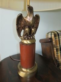 Pair Brass Eagle Table Lamps