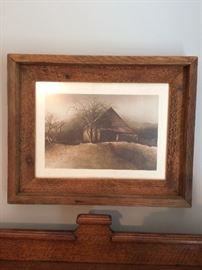 "Late Afternoon" print by Hubert Shuptrine in barn wood frame 