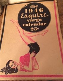 the 1946 Esquire Varga Calendar -- envelope is a bit worn, but all 12 months are present, spiral bound...plus a few additional months' pages (from 1946) and a fold out two-sided poster also available 