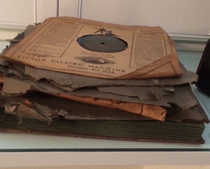 stack of vintage phonograph records 