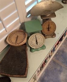 three vintage scales 
