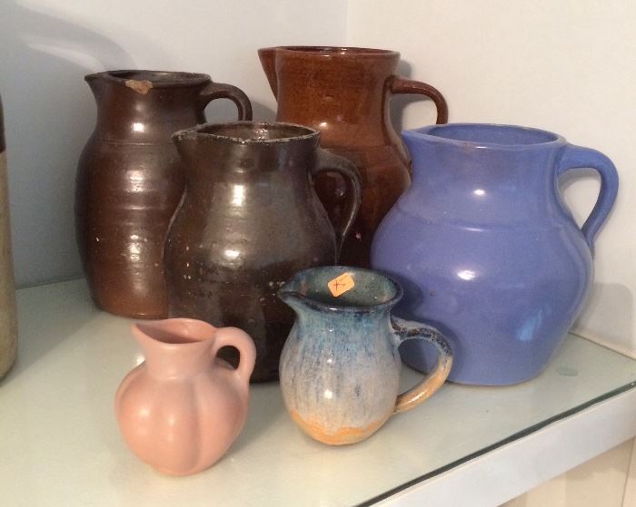 pottery pitchers -- just a few of the pieces in our total pottery collection