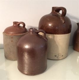 brown pottery jugs - vintage and antique