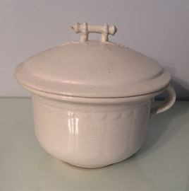 pottery chamber pot with lid (or you could use it for something else now...)