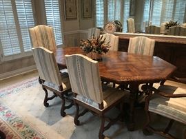 INTERIOR CRAFT TABLE AND CHAIRS-RUG, CENTERPIECE AND PICTURES NOT FOR SALE