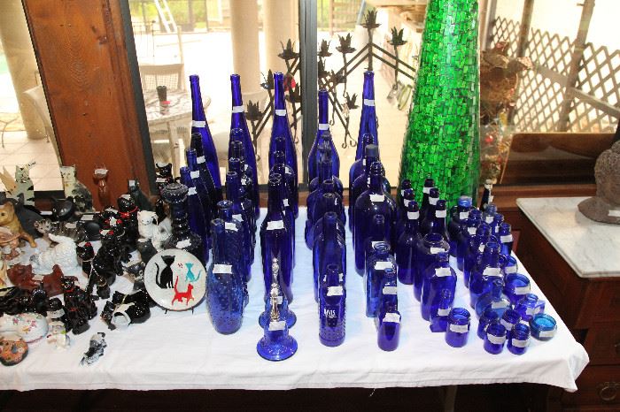 Blue Glass; Cat Collectibles