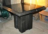 2 PIECE MARBLE SIDE TABLE. HAND MADE AND FROM HONDURAS. BLACK MARBLE WITH WHITE VEINS. 28" X 28" SQUARE AND 21' H.