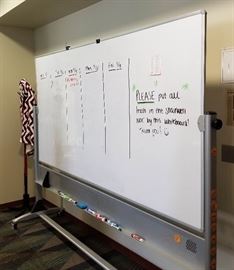 Large rolling dry erase white board, 8ft