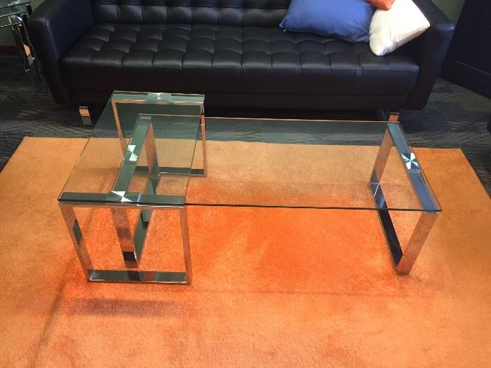 Glass coffee table, large 45"x22" small 27" x 16"