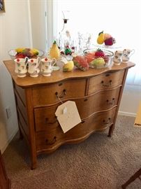 Antique oak bow front chest
