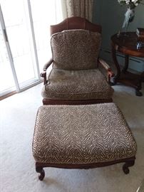 chair and ottoman with animal print 