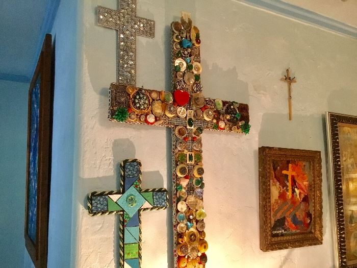 Mosaic & jewelry cross art