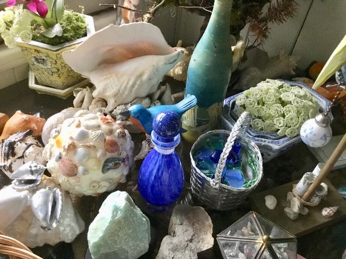 Rocks, glass, shells