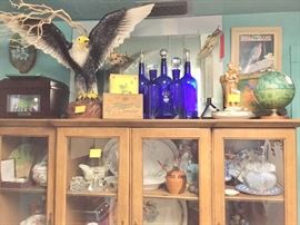 Eagles, bottles, globe, music box