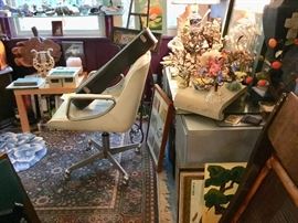 Mid century chair, mandolin etc