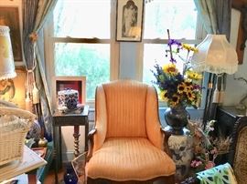 Velvet fabric antique chair