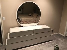 White Laquer Dresser with Mirror