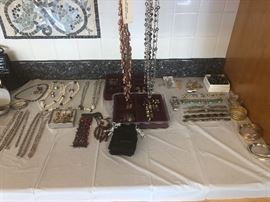 Costume Jewelry including Judith Jack & Mens sterling silver bracelets & chains 