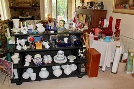 Cranberry Glass Lamps, Vintage Glassware